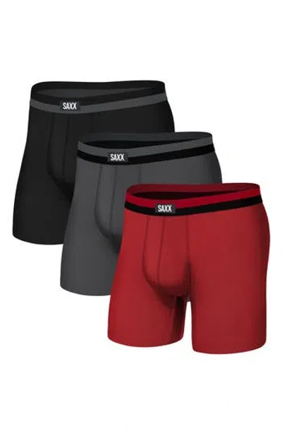 Saxx Assorted 3-pack Sport Mesh Boxer Briefs In Multi