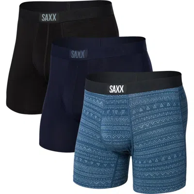 Saxx Assorted 3-pack Vibe Super Soft Slim Fit Boxer Briefs In Multi