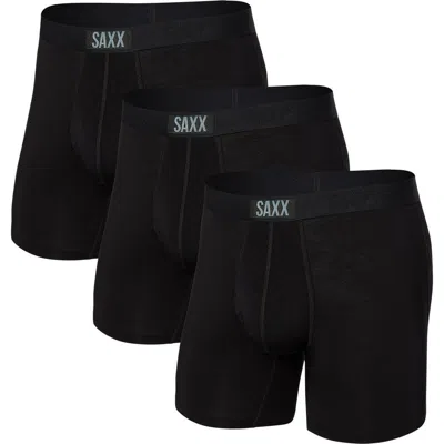 Saxx Assorted 3-pack Vibe Super Soft Slim Fit Boxer Briefs In Black