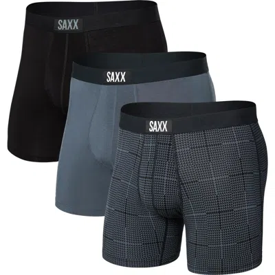 Saxx Assorted 3-pack Vibe Super Soft Slim Fit Boxer Briefs In Black