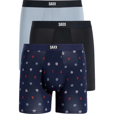 Saxx Assorted 3-pack Vibe Xtra Super Soft Boxer Briefs In Blue
