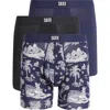 Saxx Assorted 3-pack Vibe Xtra Super Soft Boxer Briefs In Blue