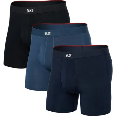 Saxx Assorted 3-pack Vibe Xtra Super Soft Boxer Briefs In Blue