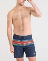 Saxx Betawave 2in1 Boardie Swim Boardshort With Liner In Horizon Stripe Maritime In Blue