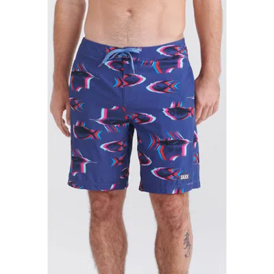 Saxx Betawave 2n1 7-inch Board Shorts In Scaled Up- Deep Cobalt