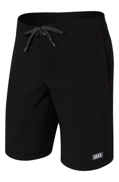 Saxx Betawave Boardie 2-in-1 Swim Trunks In Black