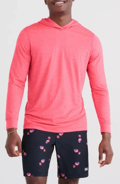 Saxx Droptemp™ All Day Cooling Hooded Rashguard In Dark Rose Heather