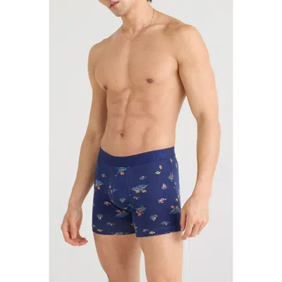 Saxx Droptemp Cooling Cotton Boxer Brief Fly In Island Life-midnight