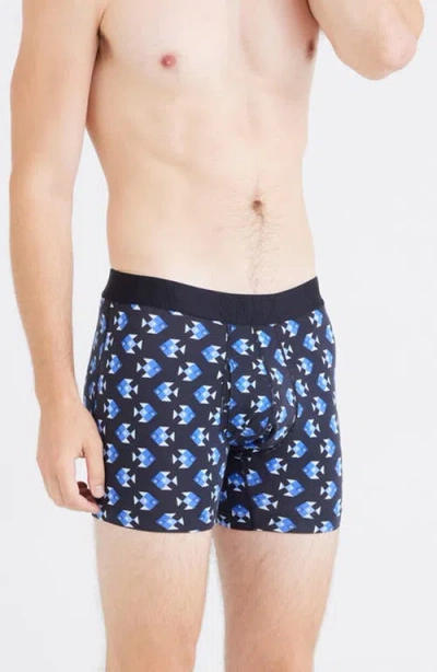 Saxx Droptemp™ Cooling Cotton Boxer Briefs In Aquatic Check-black