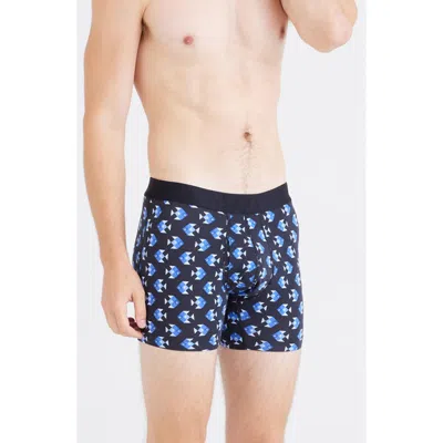 Saxx Droptemp® Cooling Cotton Boxer Briefs In Aquatic Check-black