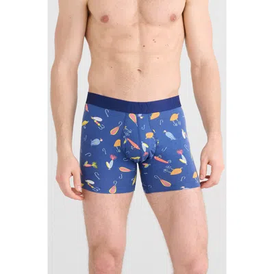 Saxx Droptemp™ Cooling Cotton Slim Fit Boxer Briefs In Lures- Blueberry