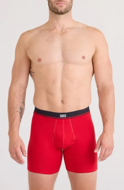 Saxx Essential Assorted 3-pack Cotton Blend Boxer Briefs In Red
