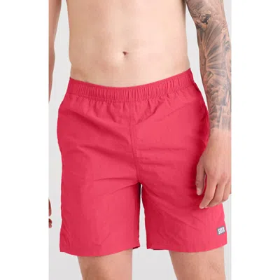 Saxx Go Coastal 2-in-1 Volley 7-inch Swim Trunks In Raspberry