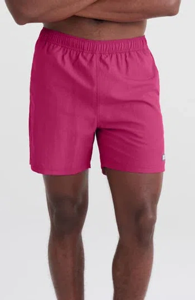 Saxx Go Coastal 2-in-1 Volley Swim Shorts In Magenta