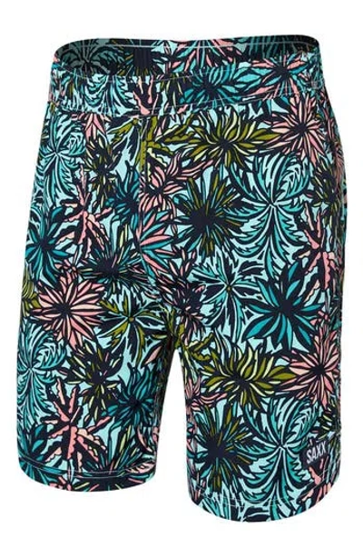 Saxx Go Coastal 2n1 7-inch Swim Shorts In Palm Springs- Ice Green