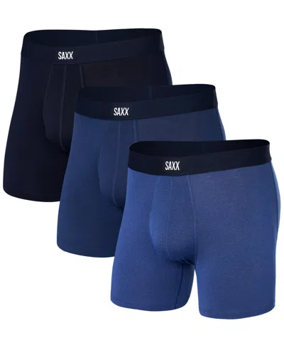 Saxx Men's 3-pack Daytripper Relaxed Fit Boxer Briefs In Sprt Blu Htr,blbrry,mrtme