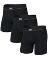 Saxx Men's 3pk. Essential Cotton Logo Boxer Briefs In Black