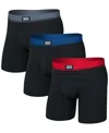Saxx Men's 3pk. Essential Cotton Logo Boxer Briefs In Black