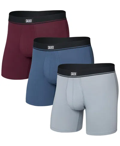 Saxx Men's 3pk. Essential Cotton Logo Boxer Briefs In Multi