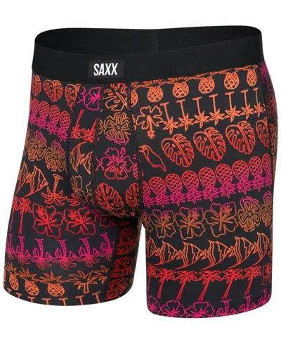 Saxx Men's Daytripper Moisture-wicking Printed Boxer Briefs In Burgundy