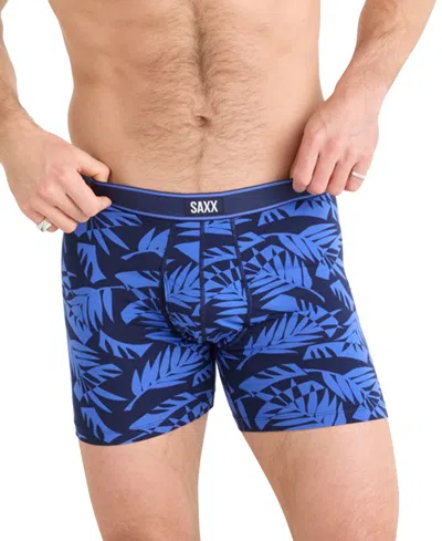 Saxx Men's Daytripper Relaxed-fit Moisture-wicking Printed Boxer Briefs In Palm Frond-maritime