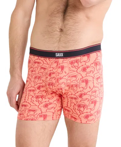 Saxx Men's Daytripper Relaxed-fit Moisture-wicking Printed Boxer Briefs In Parrot Party-fusion Coral