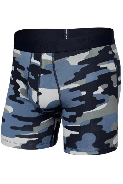 Saxx Men's Droptemp Cooling Cotton Boxer Brief In Tidal Camo Blue