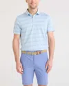 Saxx Men's Droptemp Dry Polo In Shadow Stripe/light Blue In Multi