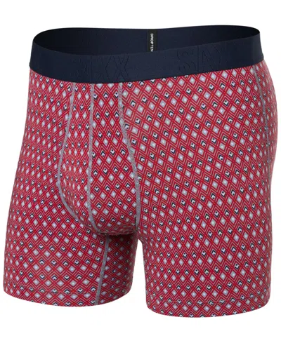 Saxx Men's Droptemp Printed Cooling Boxer Briefs In Vintage Geo-red