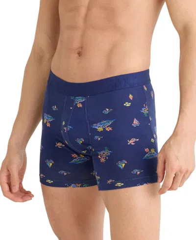 Saxx Men's Droptemp Slim-fit Cooling Printed Boxer Briefs In Island Life-midnight
