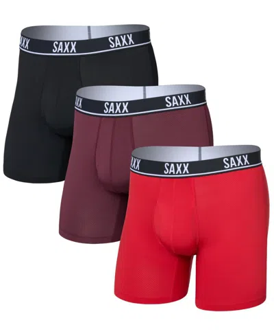 Saxx Men's Essential Performance Mesh Boxer Briefs, 3-pack In Multi