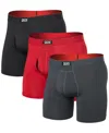 Saxx Men's Multi-sport 3-pk. Solid Mesh Boxer Briefs In Sunset Red