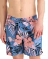 Saxx Men's Oh Buoy 2 In 1 7" Stretch Swim Short In Hibiscus Jungle
