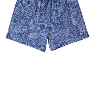 Saxx Men's Oh Buoy 2in1 Volley 5" Shorts In Tropical Tapa Lavender In Blue