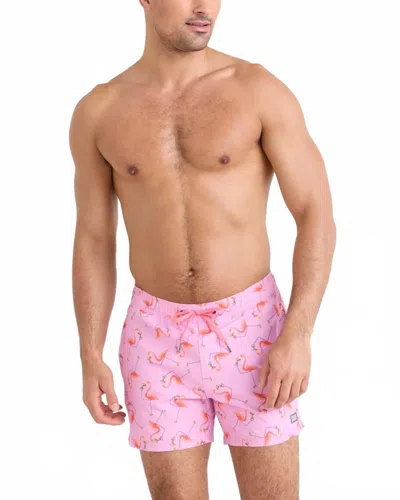 Saxx Men's Oh Buoy 2in1 Volley 5" Taffy Shorts In Drinko Flamingo In Pink