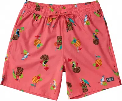 Saxx Oh Buoy Swim Trunks In Birds Of Paradise Coral In Multi
