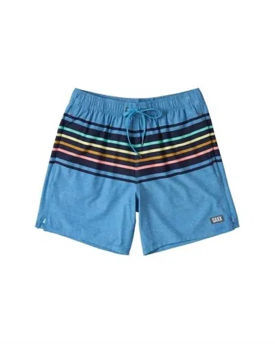 Saxx Men's Oh Buoy 2in1 Volley 7" Shorts In Bold Stripe Lake Blue In Multi