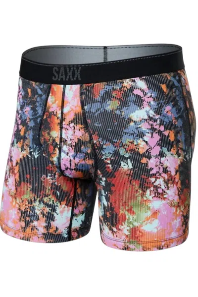 Saxx Men's Quest Quick Dry Mesh Boxer Brief In Prismatic Ice Dye In Black