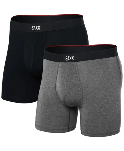 Saxx Men's Vibe Xtra 2-pk. Boxer Briefs In Black,dark Grey Heather