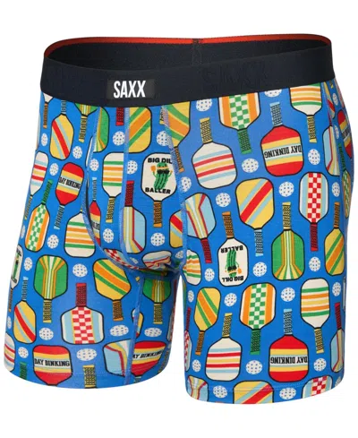 Saxx Men's Vibe Xtra Slim-fit Printed Boxer Briefs In Blue