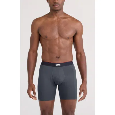 Saxx Multisport Mesh Boxer Briefs In Turbulence W/black