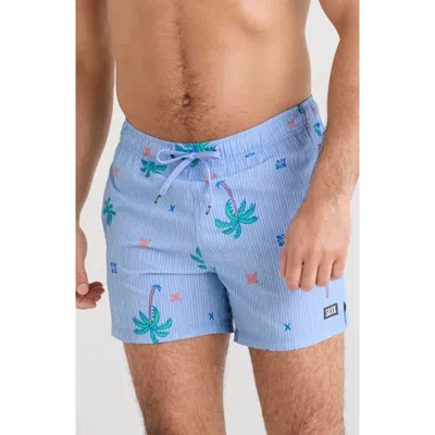 Saxx Oh Buoy 2-in-1 Volley 5-inch Swim Trunks In Palmtastic-bel Air Blue