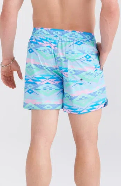 Saxx Oh Buoy 2-in-1 Volley Swim Shorts In Geo Gradiant- Multi