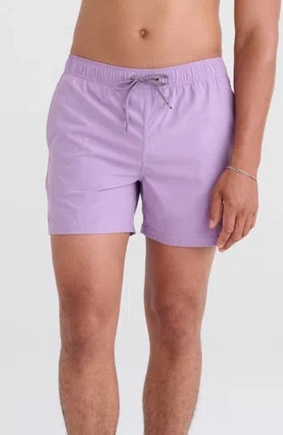 Saxx Oh Buoy 2-in-1 Volley Swim Shorts In Purple Haze