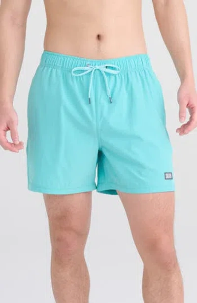 Saxx Oh Buoy 2-in-1 Volley Swim Shorts In Turquoise