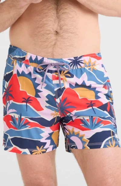 Saxx Oh Buoy 2n1 5-inch Tropical Print Swim Trunks In Break Of Dawn