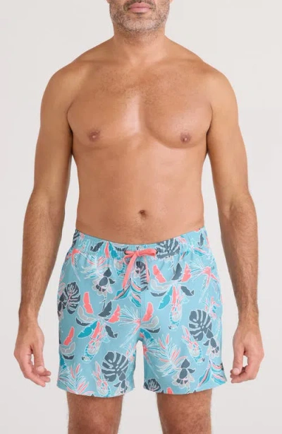 Saxx Oh Buoy 2n1 5-inch Volley Swim Trunks In Blue