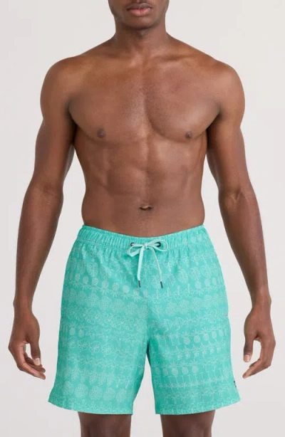 Saxx Oh Buoy 2n1 7-inch Volley Swim Trunks In Green