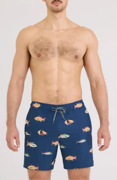 Saxx Oh Buoy 2n1 7-inch Volley Swim Trunks In Blue