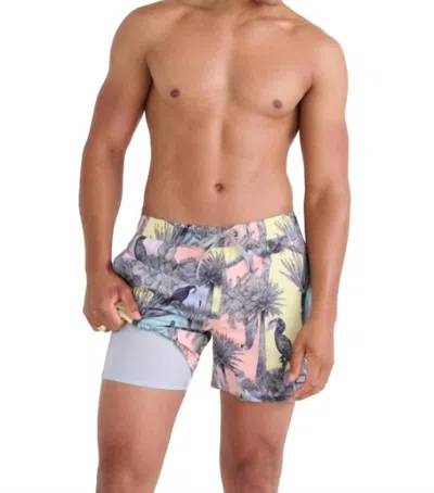 Saxx Oh Buoy Stripe 2-in-1 Hybrid Shorts In Aviary- Multi